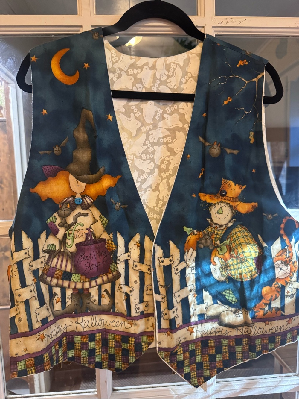 Source Unknown Women's Halloween Vest in Deep Blue with Orange Accents